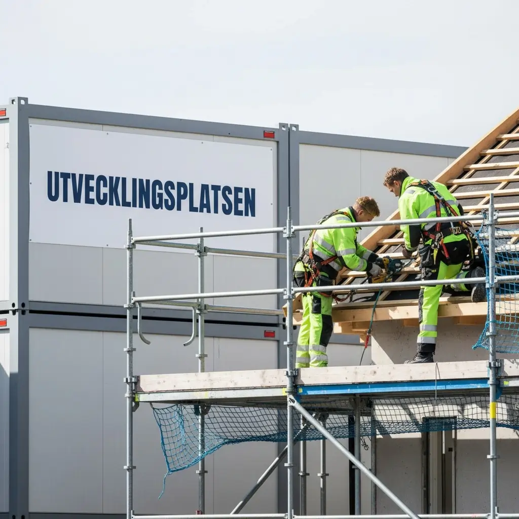 Person med fallskyddsutrustning