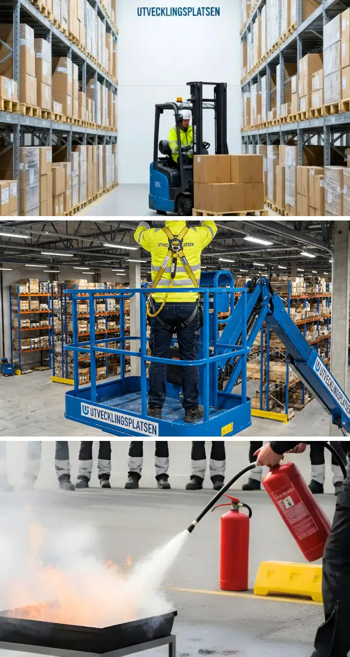 Person med fallskyddsutrustning